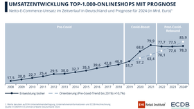 Gesamtumsatz der Top-1.000-Online-Shops (2009-2024)